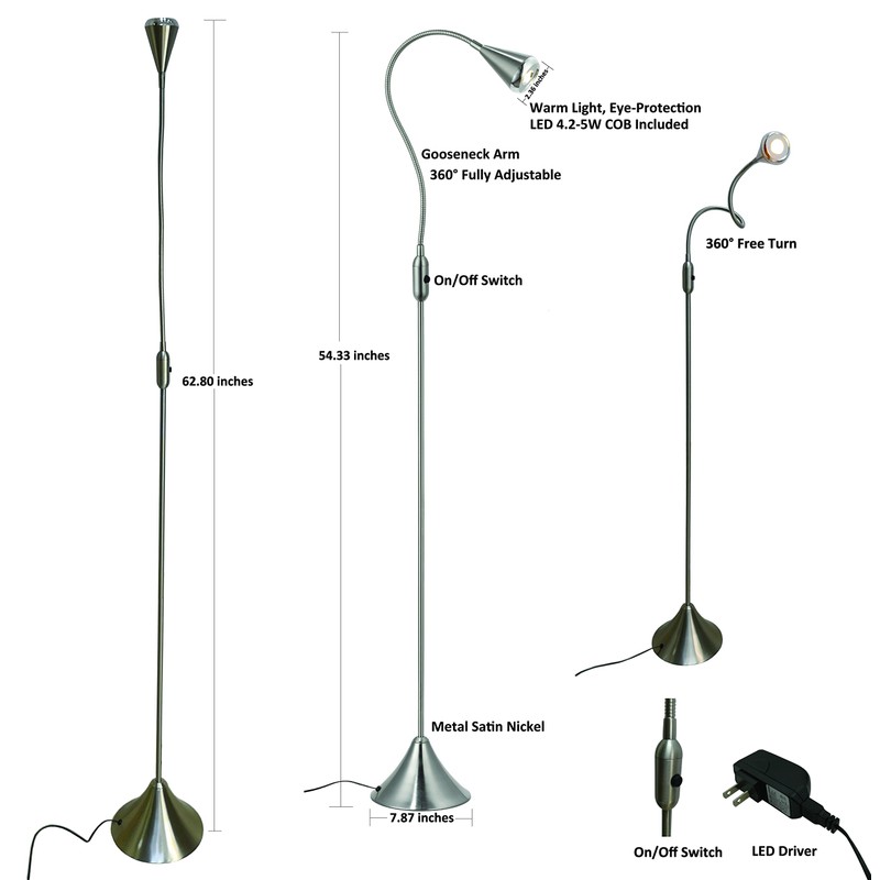 HomeFocus - LED Floor Lamp,Standing Lamp for Reading,Eye-Caring,Stepless Dimming,Floor Lamp