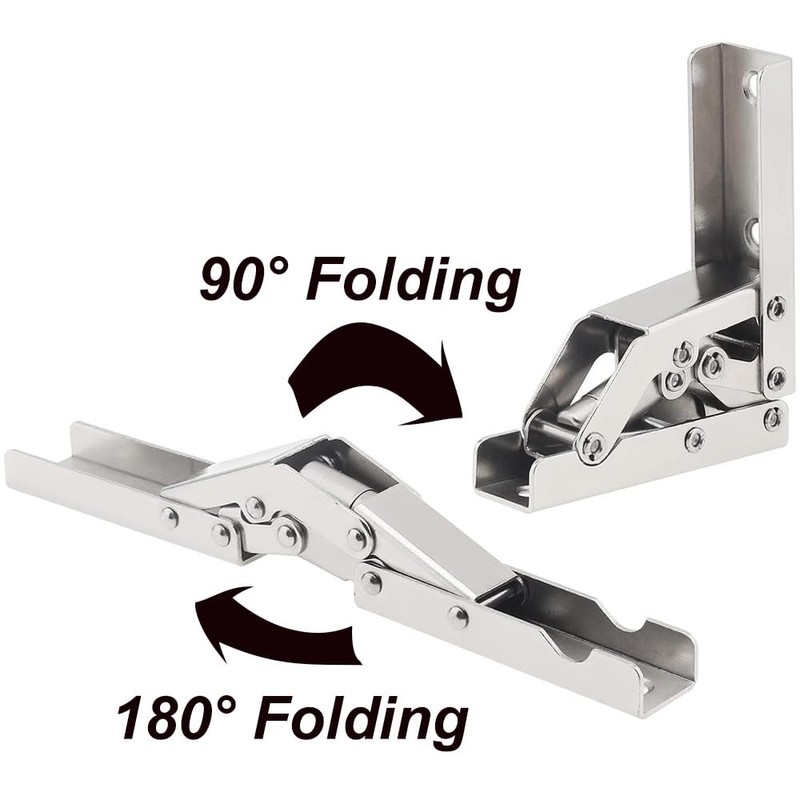 4 x Folding Shelf Hinge, Hidden Bracket for Folding Hinge,