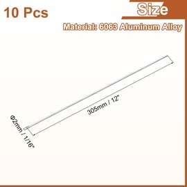 sourcing map sourcing map 10Pcs 1/16"(2mm) Dia Round Aluminum Rod, 12"(305mm) Long 6063 Aluminum Round Rod Solid Lathe Bar Stock for Industry Construction DIY Crafts