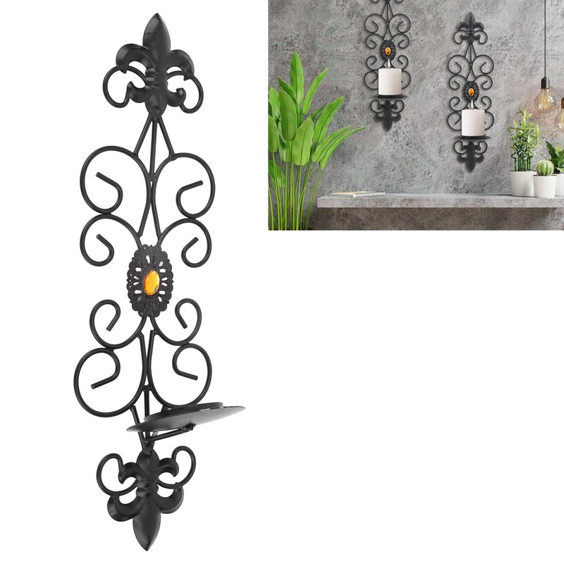 Wall Candle Holders Retro Diamond Encrusted Candlestick for Living Room