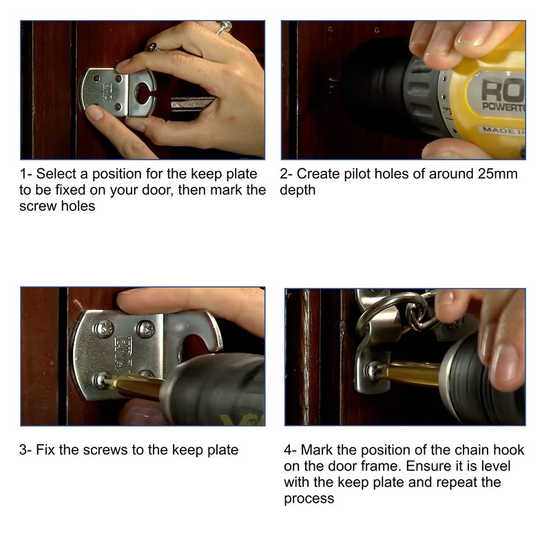 Door Chain Lock Guard for Narrow and Standard Frames Chrome