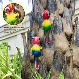 JIALINXIA Whimsical Colorful Metal Lizard Statues (2PCS) Vibrant Gecko Figurines Outdoor Decorative for Garden Yard Patio Lawn Flower Beds Farmhouse Home Accents