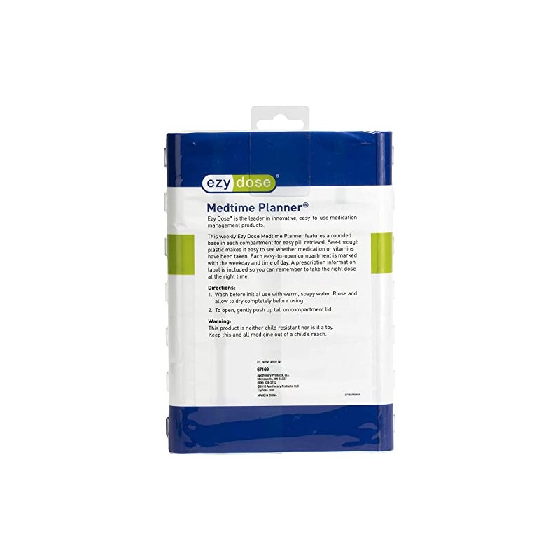 EZY DOSE Weekly 4 Time a Day Medtime Pill Planner,