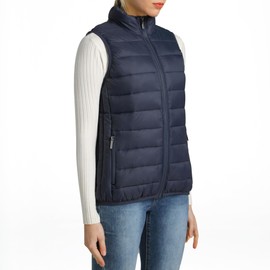 Alpine Swiss Jodie Women’s Lightweight Puffer Vest | Warm Down Alternative Insulated Vest Jacket | Packable Water-Resistant & Versatile Layering Outerwear Windproof with Zipper Pockets NVY L