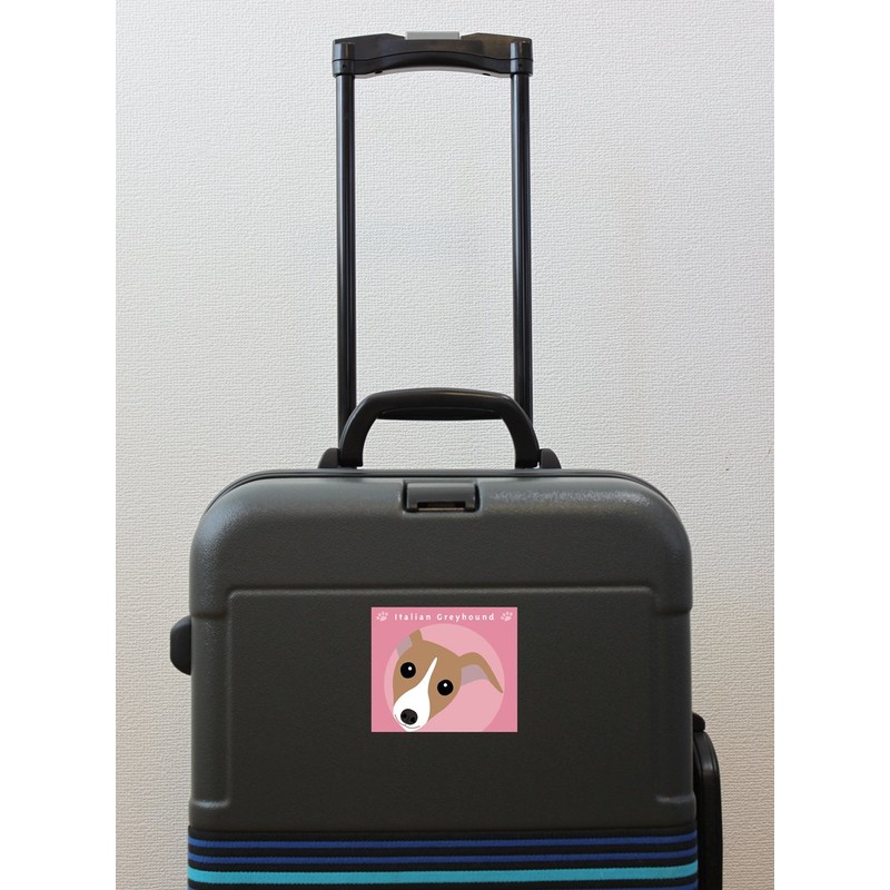 To Italian Grey Hound, Red and White Dog Sticker Pink