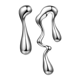 Flonge Irregular Waterdrop Studs Earrings: Chunky Stainless Steel Mismatched Earrings Trendy Hypoallergenic Teardrop Earrings Statement Jewelry for Women Gold