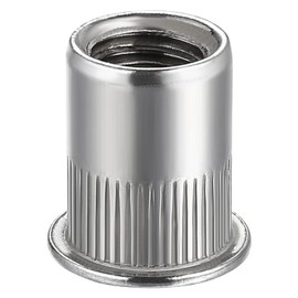 Rivet Nut 1/4"-20UNC 100Pcs Stainless Steel 304 Finish Flat Head Rivnut Threaded Insert Nut Knurled Body