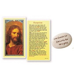 Gifts by Lulee, LLC Inspirational Pocket Token Stone Cross 8 Styles to Choose from Free Blessed Prayer Card Footprints (Psalms 136:1)