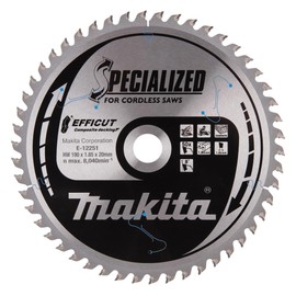 Makita E-12251 EFFICUT Composite Decking Circular Saw Blade Diameter 190 x 1.85 x 20 mm, 50 Teeth, 8° Tooth Angle, for Natural Fibre-Reinforced Plastic e.g. WPC, for Cordless Cap and Mitre Saws