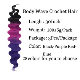 30 Inch Body Wave Crochet Hair 3 Packs Synthetic Curly Braiding Hair Ocean Wave Twist Crochet Braids French Curl Crochet Braids Wavy Braiding Hair Extensions(30",C10)