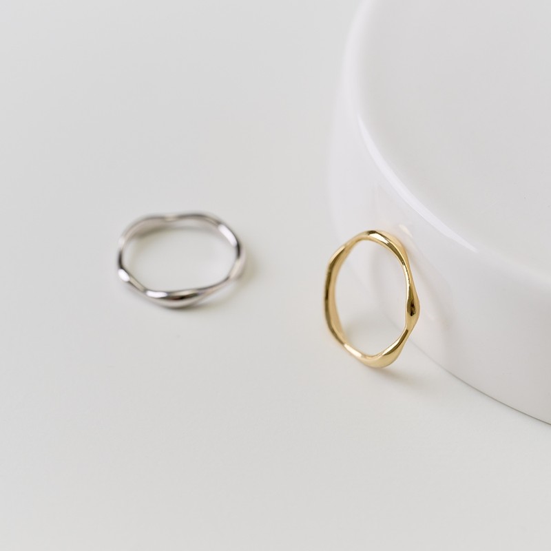 Gold&Dear 14KGP Daily Slim Wave Ring Yellow Gold S (No.