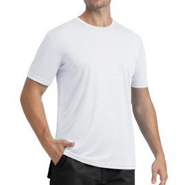 MAGCOMSEN Men's Rash Vest Swimming T-Shirts Quick Dry Short Sleeve UPF 50+ Rash Guard for Summer Beach Watersports White, 3XL