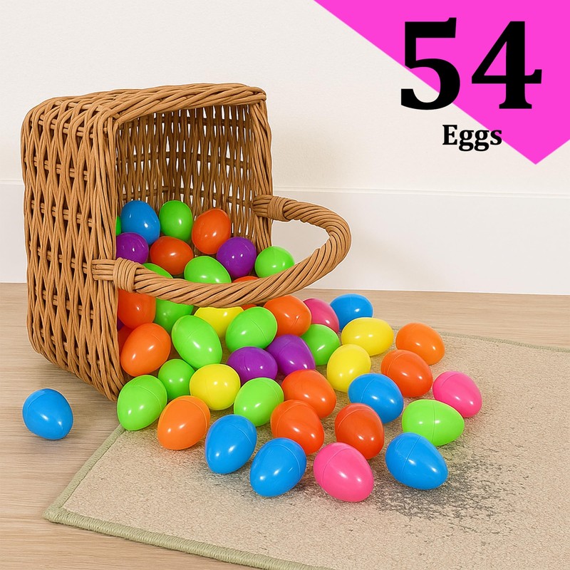 Coynurex 54PCS Fillable Easter Eggs – 2.17'' Plastic Hinged Eggs