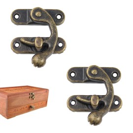 Antique Bronze Hasp, Antique Lock Padlock, Right Latch Hooks, Hasp Latch, Brass Hasp, Wooden Box Hasp, Horn Lock Clasp Hook, Swing Latch Bronze, for Wooden Jewellery Box Decorative, Pack of 2