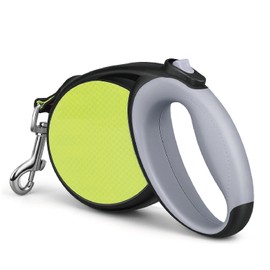 Flexzion Retractable Dog Leash for Small Dogs Medium Breed, Cats 16ft Neon Green Black Heavy Duty Anti Tangle Extra Long Reflective Extendable Leash with Lock Button, Night Safety