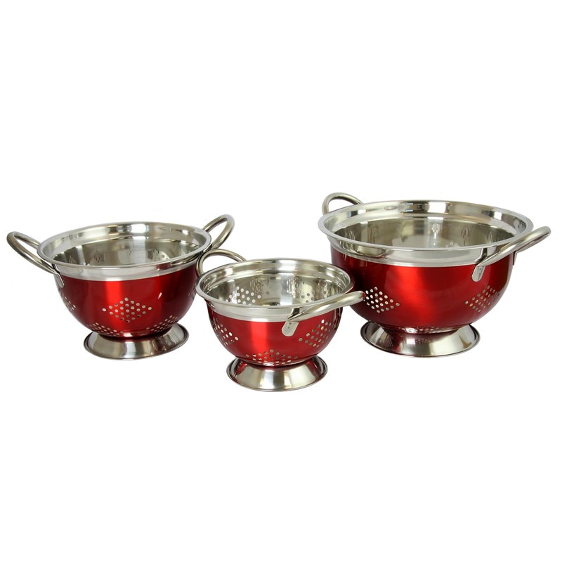 Oster Metaline 3-pk. Colander Set Stainless Steel Red