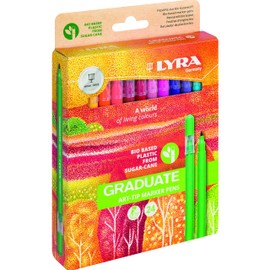 LYRA Graduate Art-Tip Fibre Tip Pens Odourless Water-Based Ink Made from 64% Biobased Plastic from Sugarcane 24 Assorted Colours