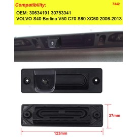 HD Car Vehicle Boot Handle Tailgate Rear View Camera Reversing Camera Backup Security Camera Replacement for Volvo S40 Berlin V50 C70 S80 XC60 / OEM: 30634191 30753341