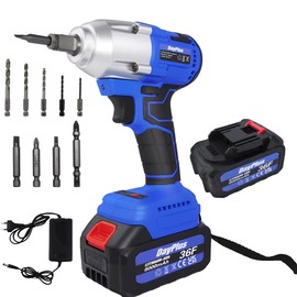 21V Electric Impact Wrench,Cordless Brushless Motor,1/2" Impact Driver with 6.0Ah Li-ion Battery, Max Torque(420N.m),3-IN-1 Drive Impact Wrench with 4 Sockets 5 Drill Bits 7 Screwdriver Bits