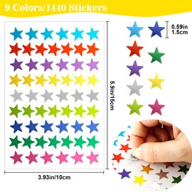 1080 Rainbow Foil Star Stickers - 20 Sheets Small Stickers for Kids Reward, School Planner, Behavior Chart, Classroom Teacher Supplies, DIY