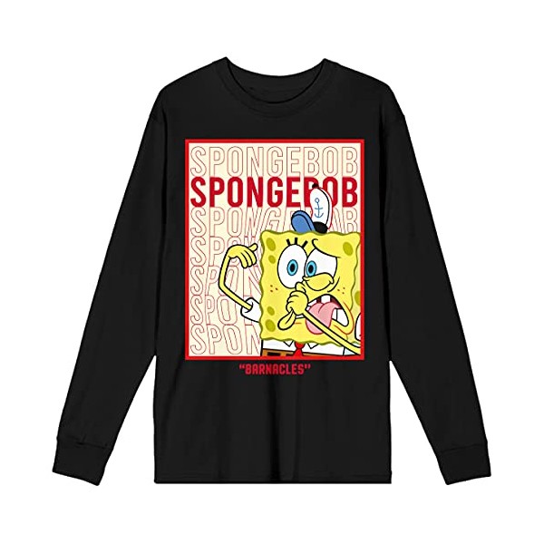 The Spongebob Squarepants Barnacles Black Mens Long Sleeve Tee- M