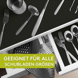 LILENO HOME Drawer Mat 30 x 150 cm (Black) Set of 2 – Non-Slip Mat Drawers as Drawer Insert for Fridge – Drawer Inserts Can Be Cut to Size as Non-Slip Mats Kitchen