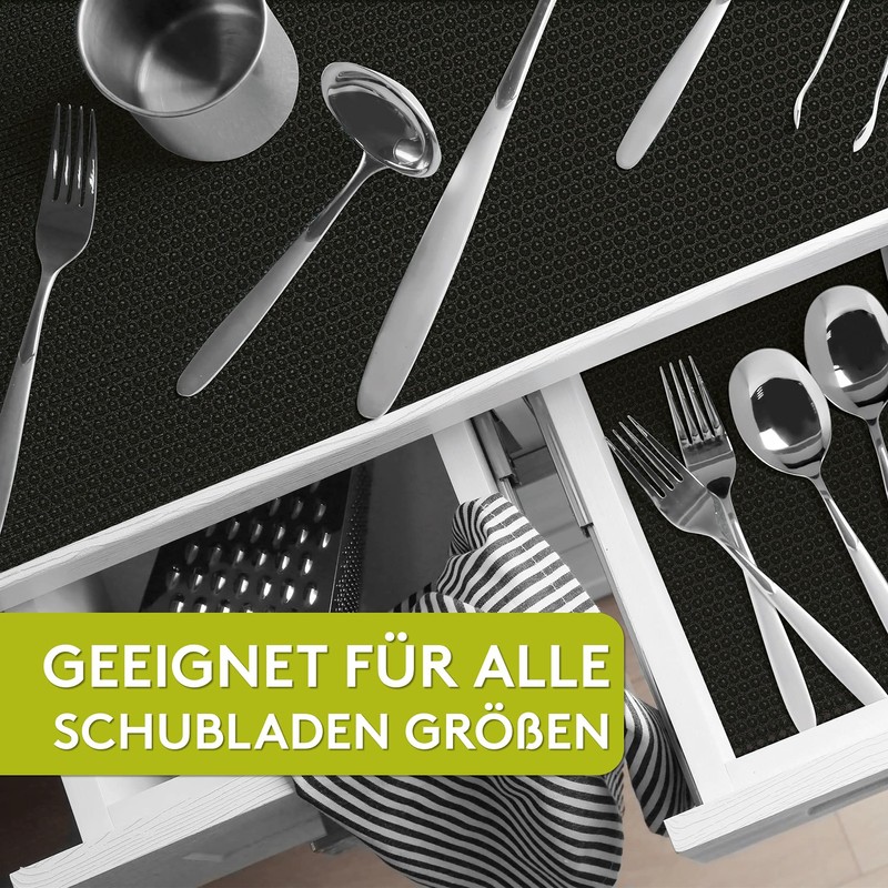 LILENO HOME Drawer Mat 30 x 150 cm (Black) Set