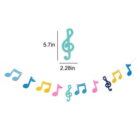3 Rows Music Notes Banner Colorful Musical Note Party Garland Music Theme Decor for Rock Roll Birthday Baby Shower Wedding Party Supplies