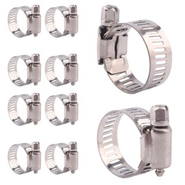 Hose Band, Stainless Steel Band, Hose Clamp, SUS304 Stainless Steel, Adjustable, Strong Fixing, Pack of 10, 0.2 - 0.5 inches (6 - 12 mm)