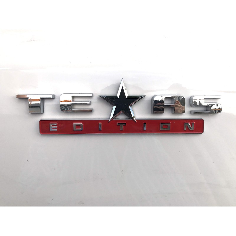 1 Count Silver+Red 3D Texas Edition Emblem compatible with Chevy