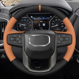 MEWANT Steering Wheel Cover for GMC Sierra Steering Wheel Cover for GMC Sierra 1500 / Sierra 1500 Limited/Sierra 2500 / Sierra 3500/ Yukon (XL) Hive Microfiber Leather