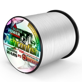 Ashconfish Braided Fishing Line- 4 Strands Super Strong PE Fishing Wire Heavy Tensile for Saltwater & Freshwater Fishing -Abrasion Resistant - Zero Stretch- 100M/109Yds 20LB White