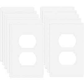 1-Gang Screwless Duplex Wall Plate Cover Single Switch Outlet Electrical Faceplate for Light Switch, Smart Switch, Receptacle, Dimmers, USB Outlet, GFCI, Child Safe Cover Plate, White (10-Pack)