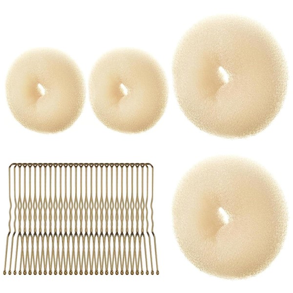 ANCLLO Hair Donut Bun Maker Set, 4 Pcs Ring Style