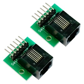 Teansic 2PCS RJ11 Connector with PCB Board,RJ11 6P6C Breakout Board with Bent Pin,RJ11 6-pin Telephone Socket Connector