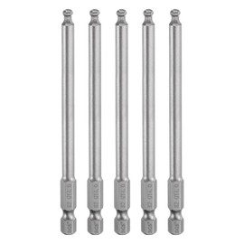 sourcing map 5pcs Ball End Hex Screwdriver Bit 4mm (H4.0) Tip 1/4" Hex Shank 100mm (4") Long Magnetic Ball Head Bits Industrial Grade S2 Steel Metric Screw Driver Bit