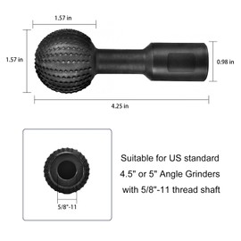 Sphere Rotary Burr with 5/8-11 Threads for 4 1/2 and 5 Inch Angle Grinder, Ball Gouge Angle Grinder Attachments for Woodworking Grinding Polishing Carving