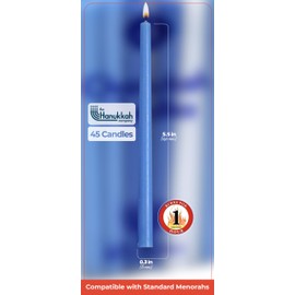 The Hanukkah Copmany Long Chanukah Candles - Standard Size Diameter Fits Most Menorahs - Premium Quality Wax - Blue and White - 45 Count for All 8 Nights of Hanukkah