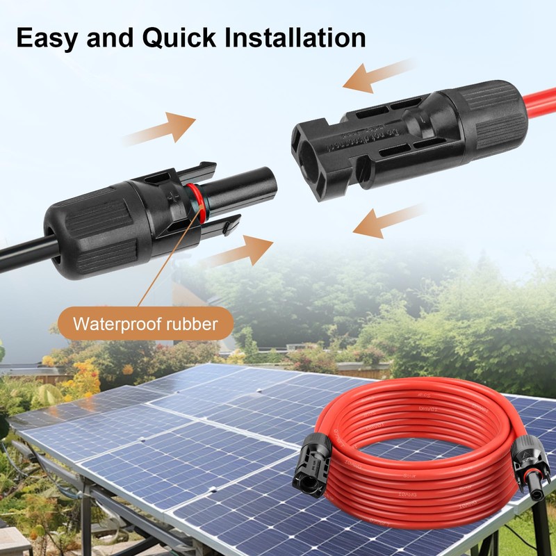 MOOKEERF Solar Panel Extension Cable - 10AWG 10FT Solar Wire
