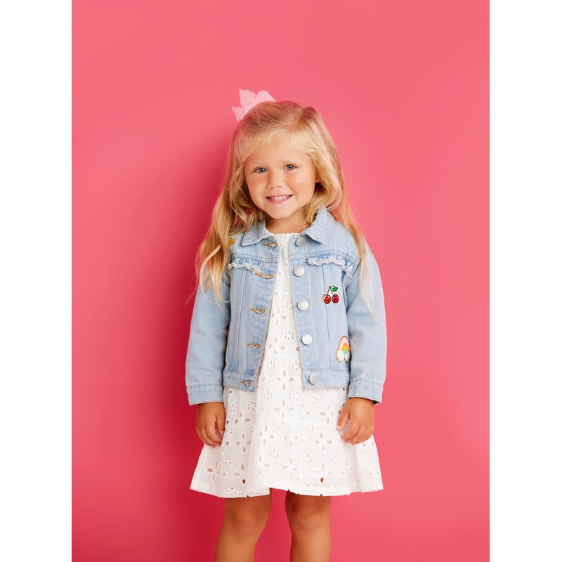 Mud Pie Girl Denim Ruffle Patch Jacket