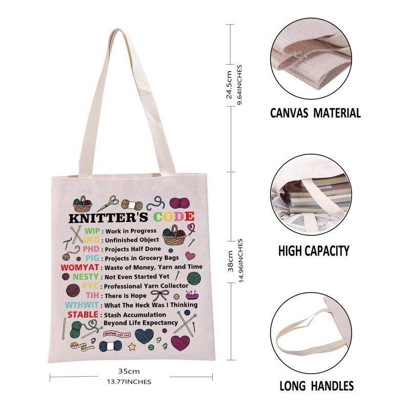 PYOUL Knitting Gift Knitter’s Code Tote Bag Knit Handbag Knitter