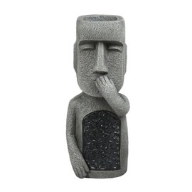 Whbbbj Easter Island Head Sculpture, Moai Statue Planter, Moai Solar Lights Outdoor Statue, Small Flower Pots for Courtyard Gardens Terrace (Mouth)