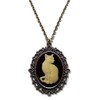Victorian Vault Cat Cameo Steampunk Gothic Pendant Necklace on Chain