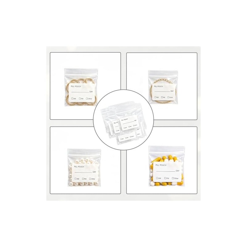 100Pcs Medication Bag, Repeatedly Sealing Pill Pouch, Portable Pill Bags