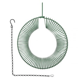 FazCo Peanut Bird Feeder Hanging, Blue Jay Feeder, Wreath Feeders for Outside, Squirrel Nut Feeder Outdoors, Fat Suet Ball Feeder, 16 inch, Rust & Waterproof, Steel - with Hanging Hook and Metal Chain