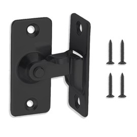 UBRAVE 90 Degree Door Lock Slide Gate Latch,Stainless Steel Angle Door Latch Buckle, Stainless Steel Matte Finished,for Barn, Garden, Bathroom,Outdoor, Garage,Window,Sliding Door (Black-1 Pack)