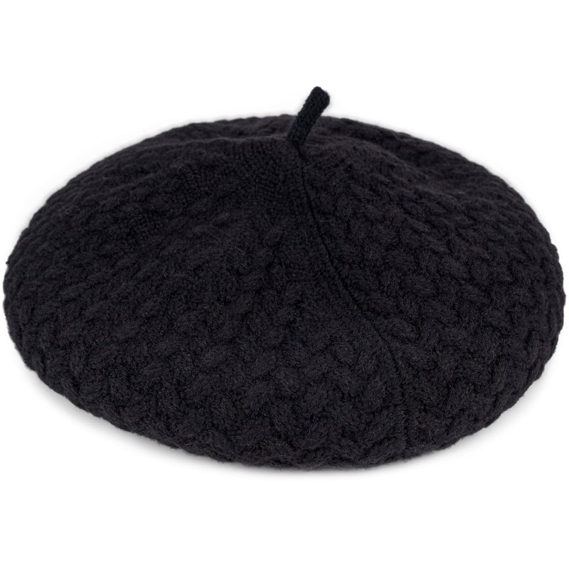styleBREAKER 04024201 Women's Fine Knit Beret Hat with Braided Pattern