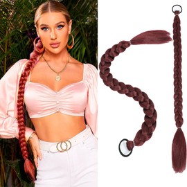 ZNJRPR Ponytail-Extensions-for-Black-Women Draw-String-Ponytail-for-Black-Women24inch 2pc Braided-Ponytail-Extension Braid-Extensions-Long-Braided-Ponytail-Extension-for-Black-Women (Burgundy)