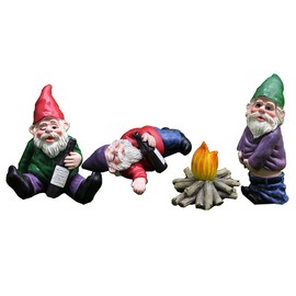 Garden Decoration Figures, 4 Pieces Miniature Garden Gnomes, Garden Figure Made of Resin, Decorative Gnome Statues Made of Resin Materials, Used for Christmas Parties, Gardens, Bookshelves, Desk