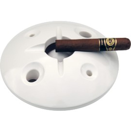 Large 8 Inch Commercial Quality Melamine Windproof Ashtray - White